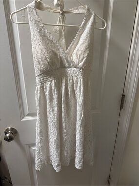 White Lace Halter Sundress - Elegant Summer Dress